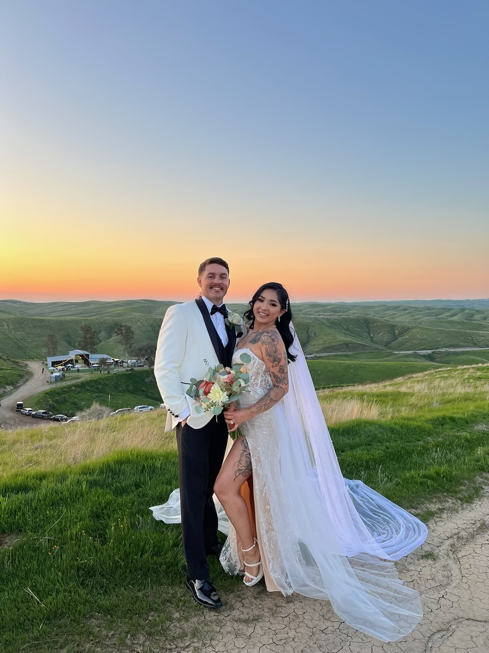 Sunset portraits over the green hills
