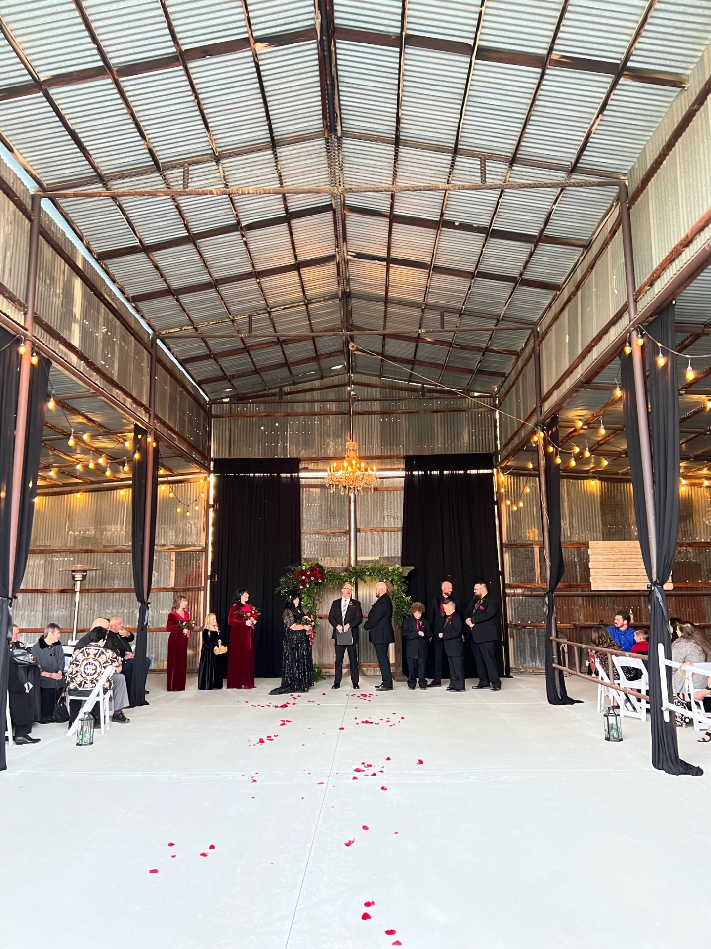 Indoor ceremony under the chandelier